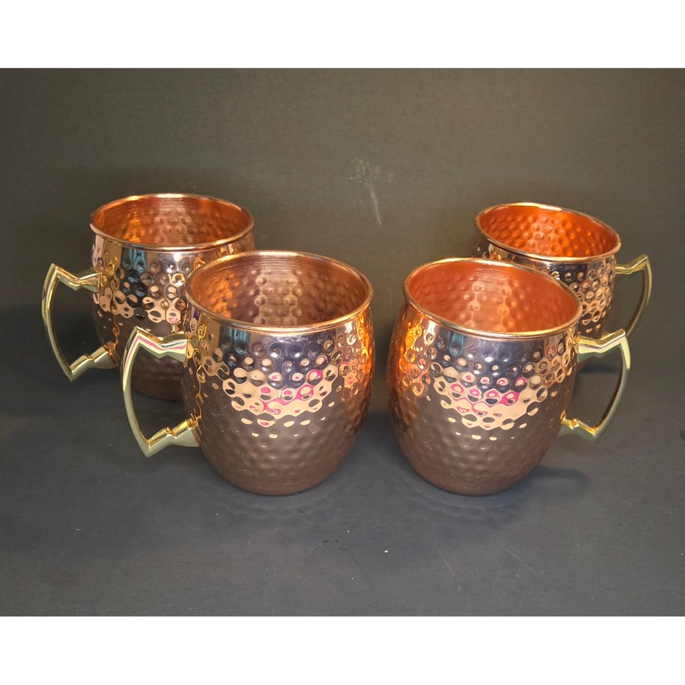 Kangaroo Moscow Mule Copper Mugs Set of 4 Hammered Metal Cups with Handles